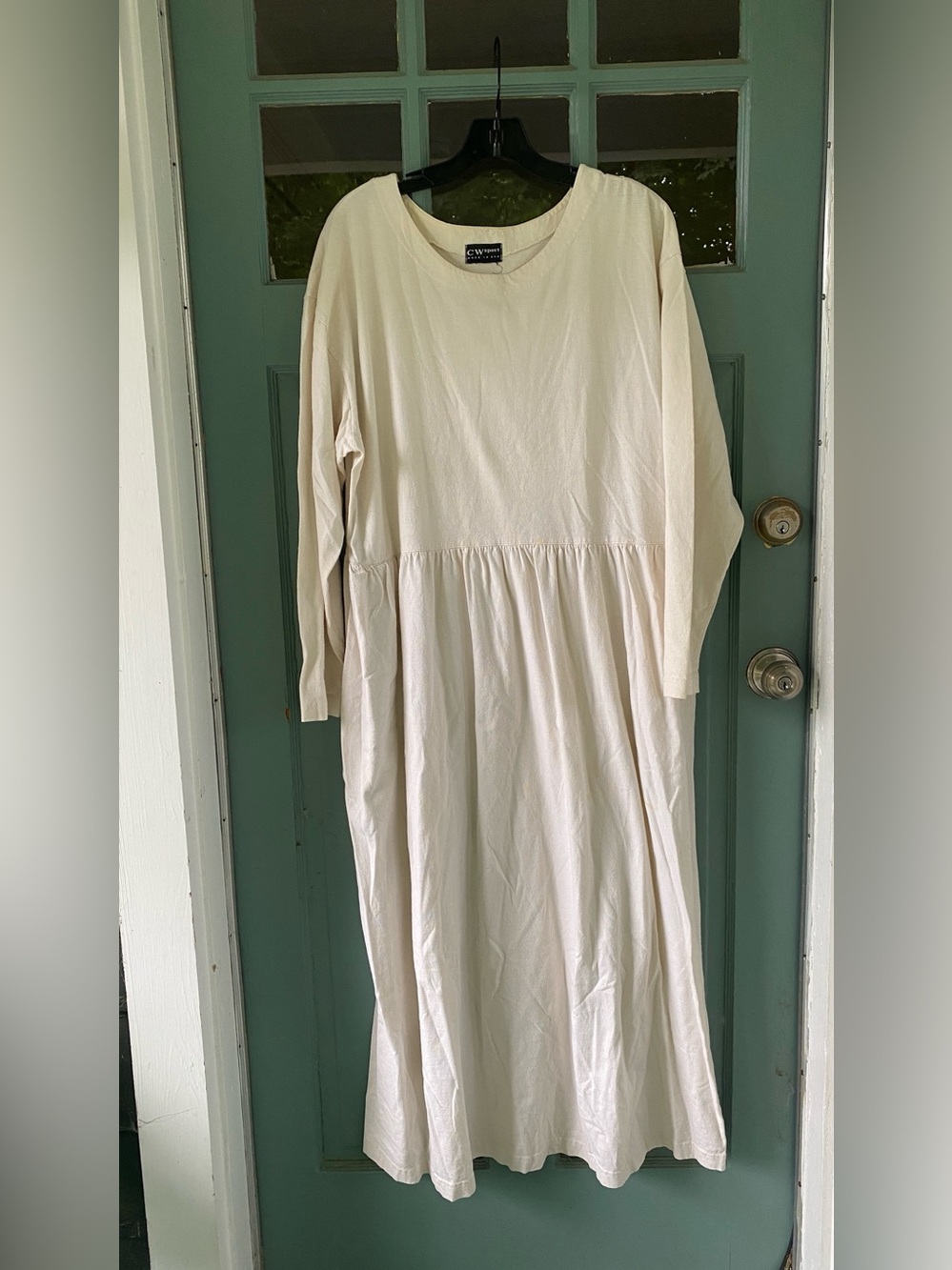 Vintage CW Sport white 3/4 sleeve midi t-shirt with pockets dress cotton as is